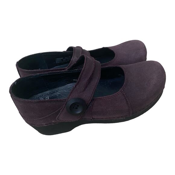 Dansko Womens Mary Jane Clogs Ankle Strap Size 38 Plum Leather Business Casual - Picture 4 of 12